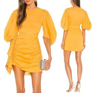 Rhode - Women’s ‘Pia’ Mini Dress in Sorbet, Cotton Ruched - Orange, X-Small